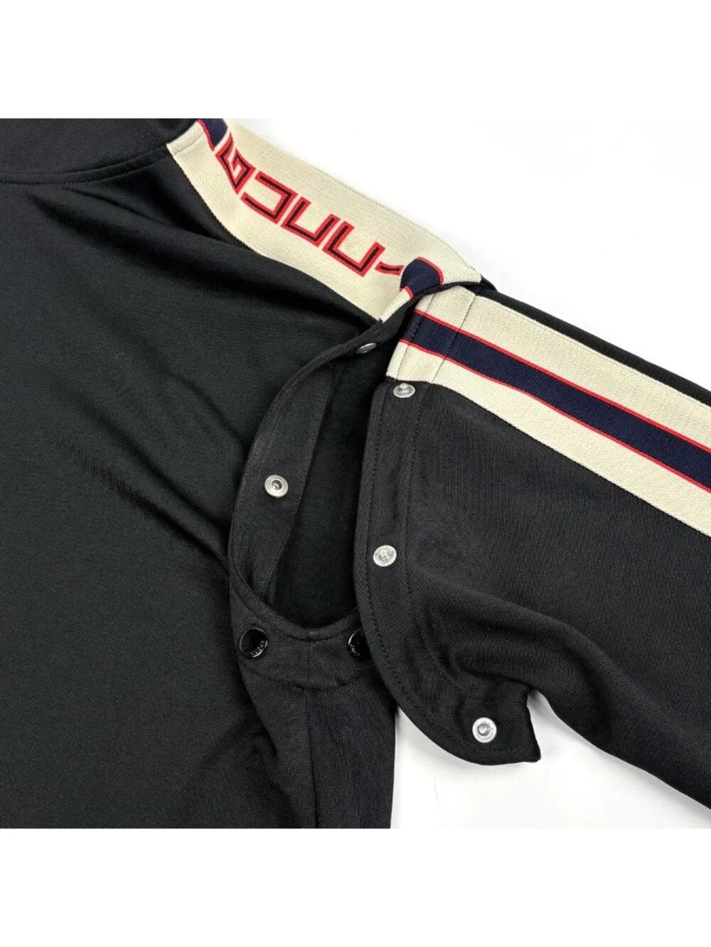 Gucci Technical Jersey Pullover Hoodie 2-Way Top Polyester Cotton Black